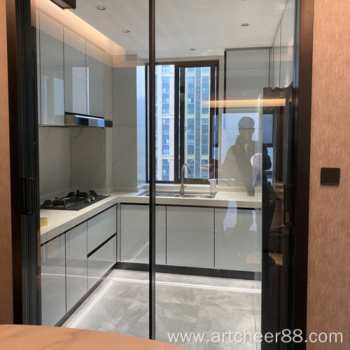 Glass door panel kitchen